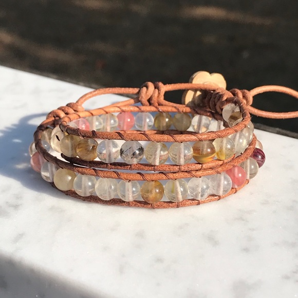 Cherry quartz double wrap bracelet - Picture 2 of 2